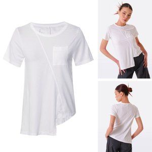 New NWOT Lurdes Bergada Asymmetric Hem Short Sleeve T-Shirt White Small Tee Top